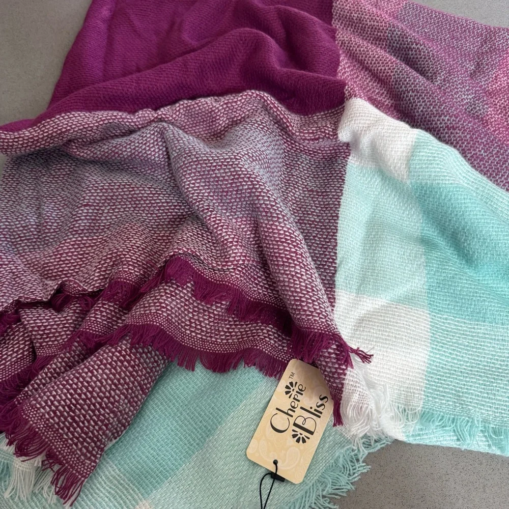 Chic Purple and Teal Women's Shawl - Picture 2 of 5